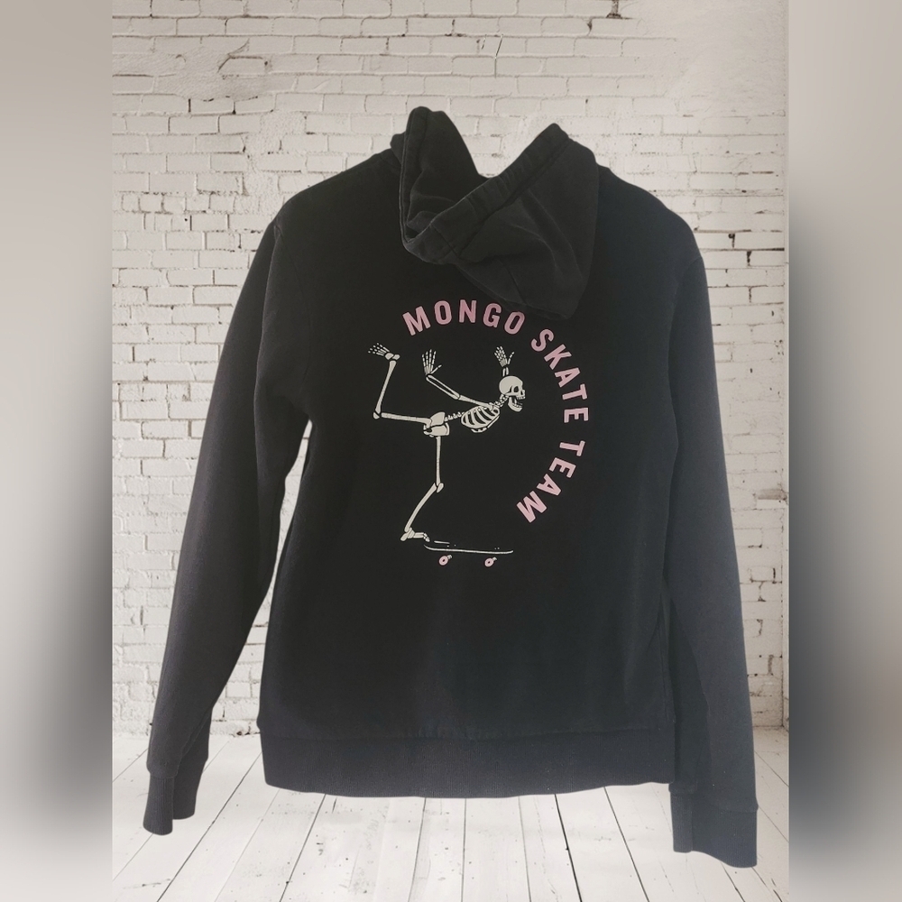 Chomp Black Skeleton Hoodie Sz S Y2K Streetwear Skater Graphic Pullover Unisex